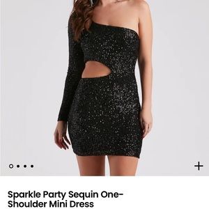 Sparkle party sequin one-shoulder mini dress